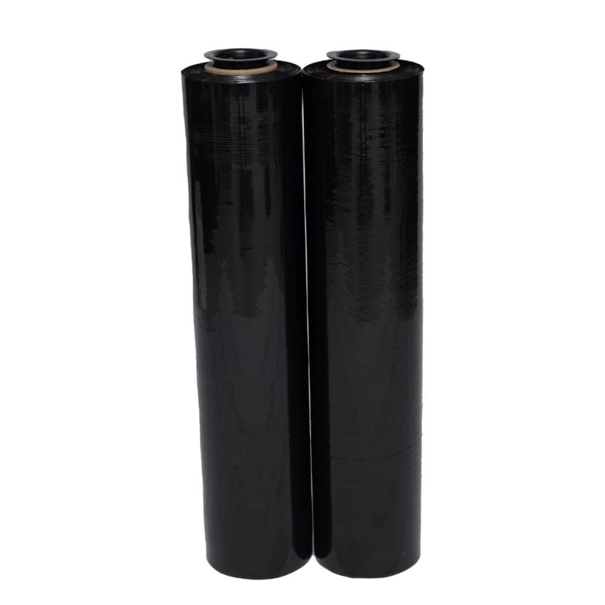 Universal Hand Pallet Wrap 500mm x 450m x 20um - Black ( 4 Rolls / Carton)