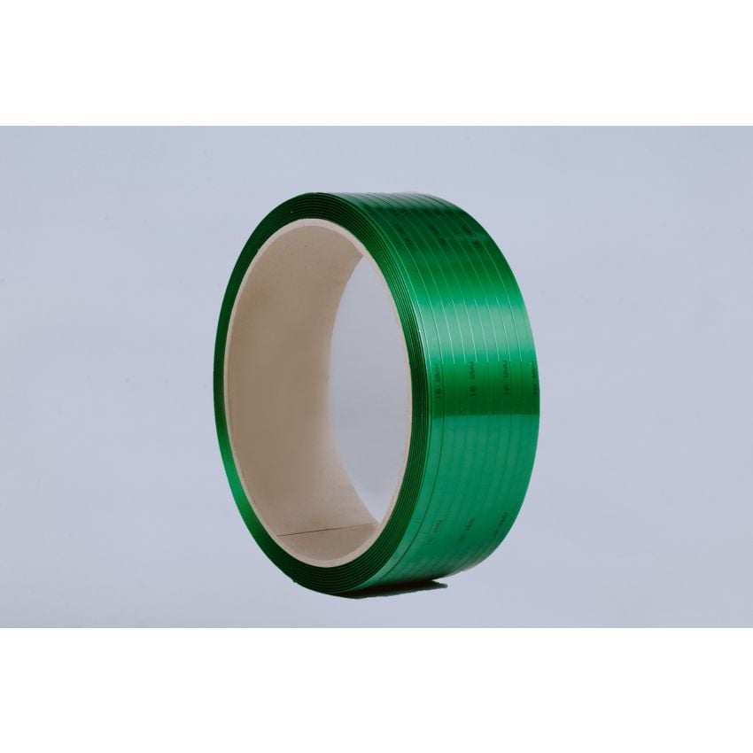 POLYESTER STRAPPING (PET) - 15.5 mm x 0.68 mm x 1520 M - GREEN EMBOSSED