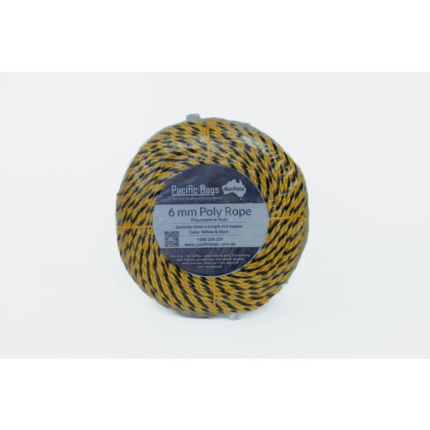 Yellow & Black Polypropylene Rope 6mm x 250m