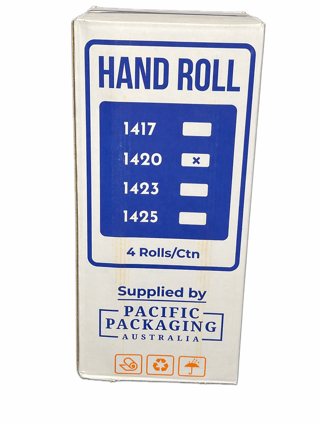 Clear hand stretch film roll with 500mm width label visible