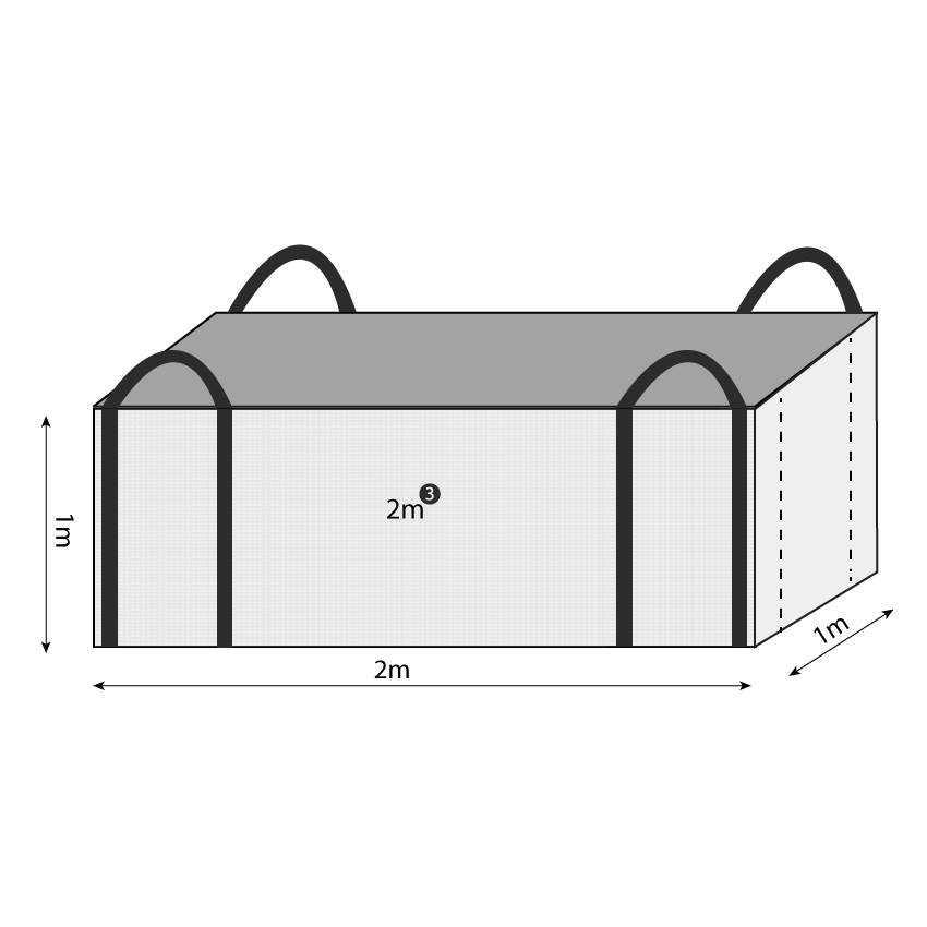 2 Cubic 500 KG - White Woven Polypropylene Skip Bag - 1.0(W) X 2.0(L) X 1(H) M