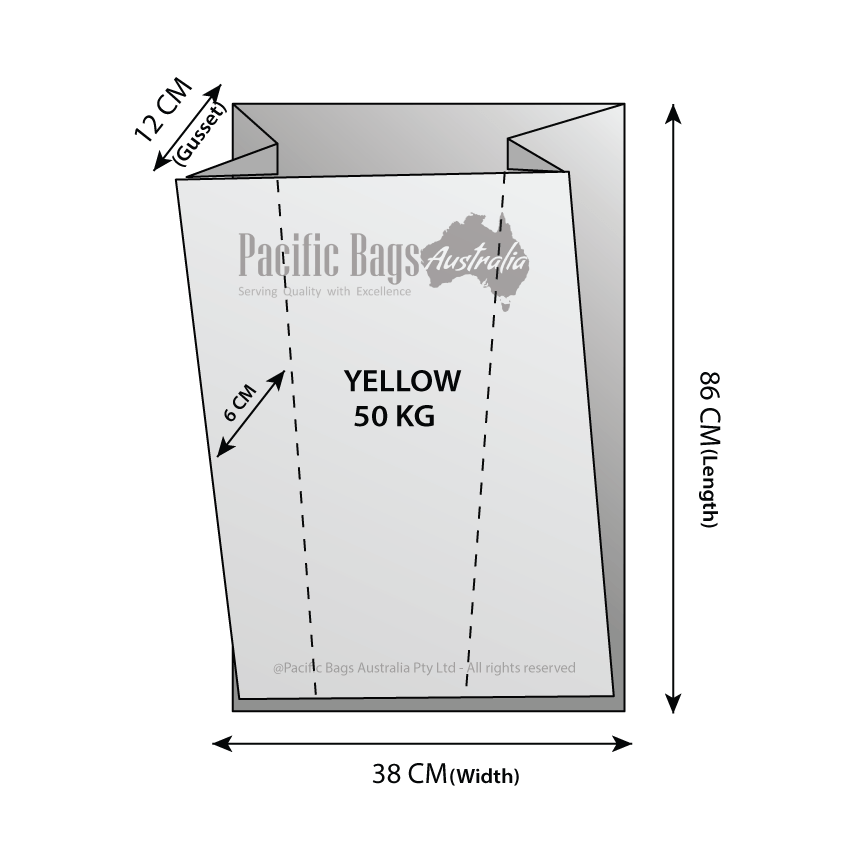 Woven Polypropylene - Yellow Feed Bag - (38 CM +12 CM) x 86 CM