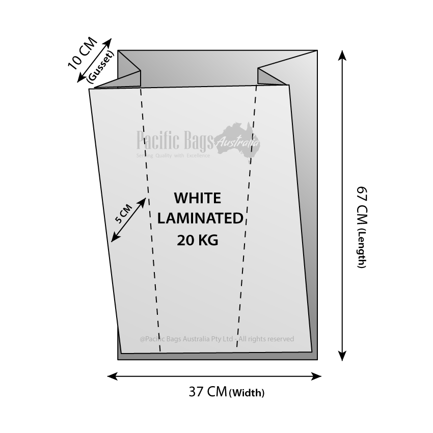Woven Polypropylene - White Laminated Feed Bag - (37 CM + 10 CM) x 67 CM