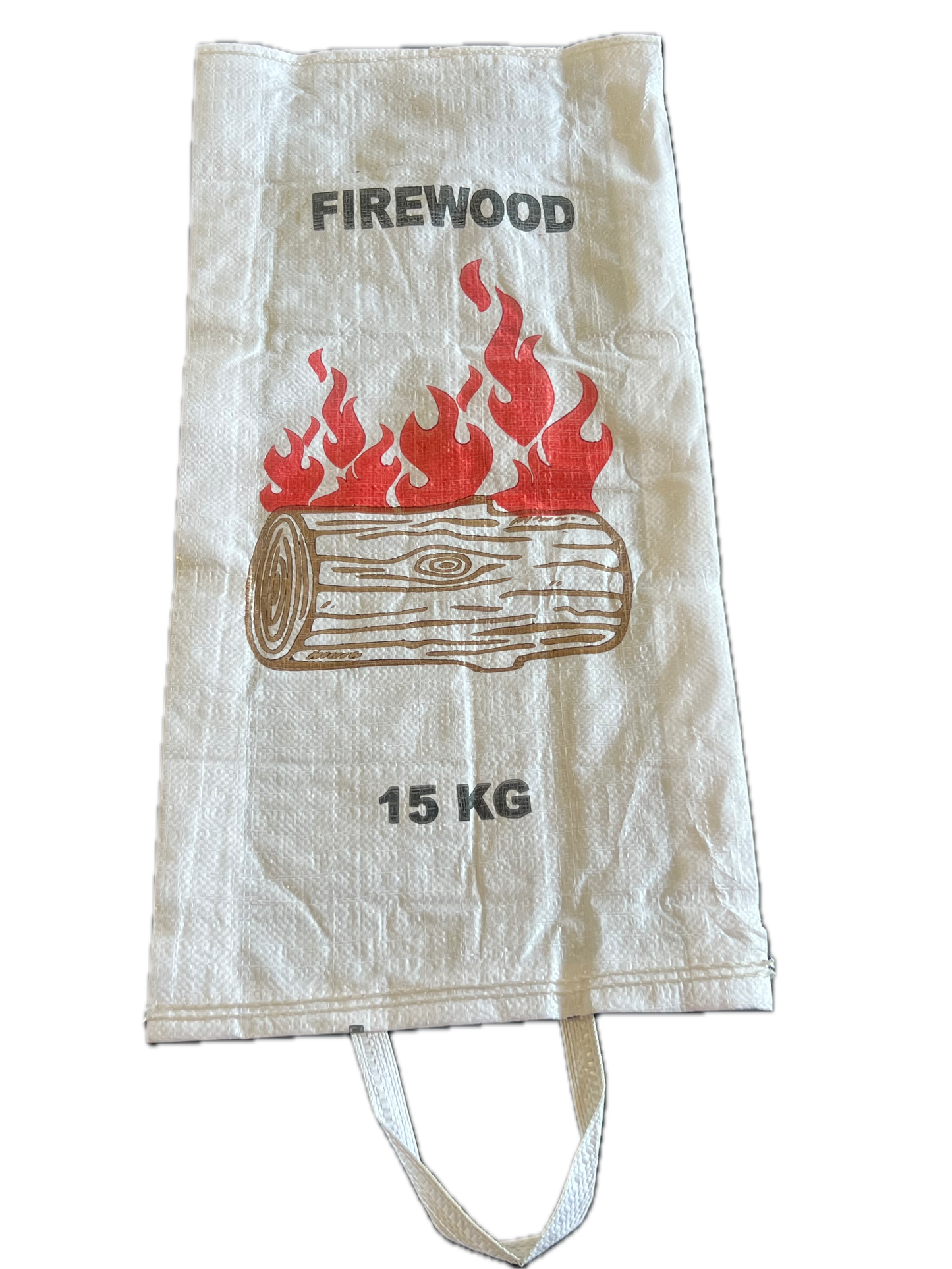 Gusseted Firewood Bag with Handles – 37 + 10 × 80 cm White Woven Polypropylene