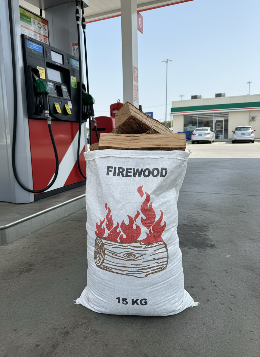 Gusseted Firewood Bag with Handles – 37 + 10 × 80 cm White Woven Polypropylene