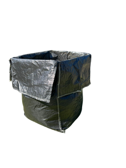 Recycling bin with a metallic finish on a white background