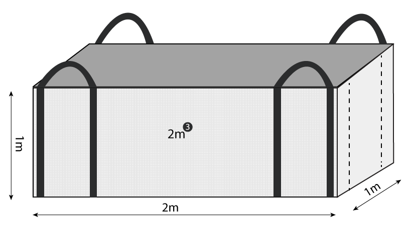 2 Cubic 1000 KG - White Woven Polypropylene Skip Bag - 1.0(W) X 2.0(L) X 1(H) M