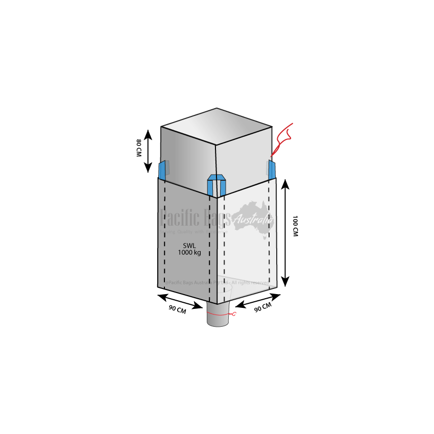 1.0 Tonne - Duffle Top Spout Bottom - Bulk Bag - 90 x 90 x 100 CM