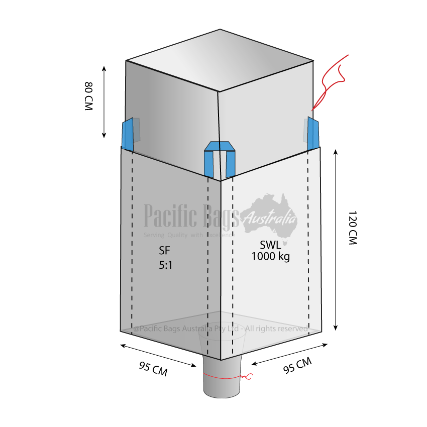 1.0 Tonne - Duffle Top Spout Bottom - Bulk Bag - 95 x 95 x 120 CM