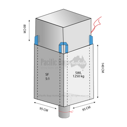 1.25 Tonne - Duffle Top Spout bottom - Bulk Bag - 95x95x140 CM