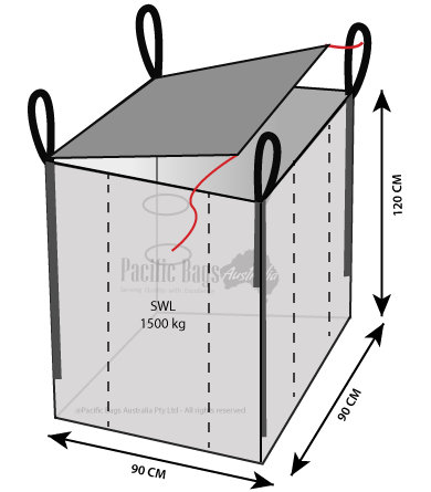 1.0 Tonne - U Panel - Top Lid / Flap Closed Bottom - Multi-Trip Mesh Bulk Bag - 90 x 90 x 120 CM