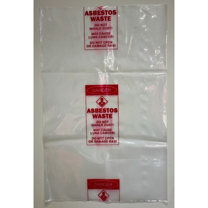 Medium Clear Asbestos Waste Bag - 700mm x 1100mm x 200um (50 Bags per Carton)