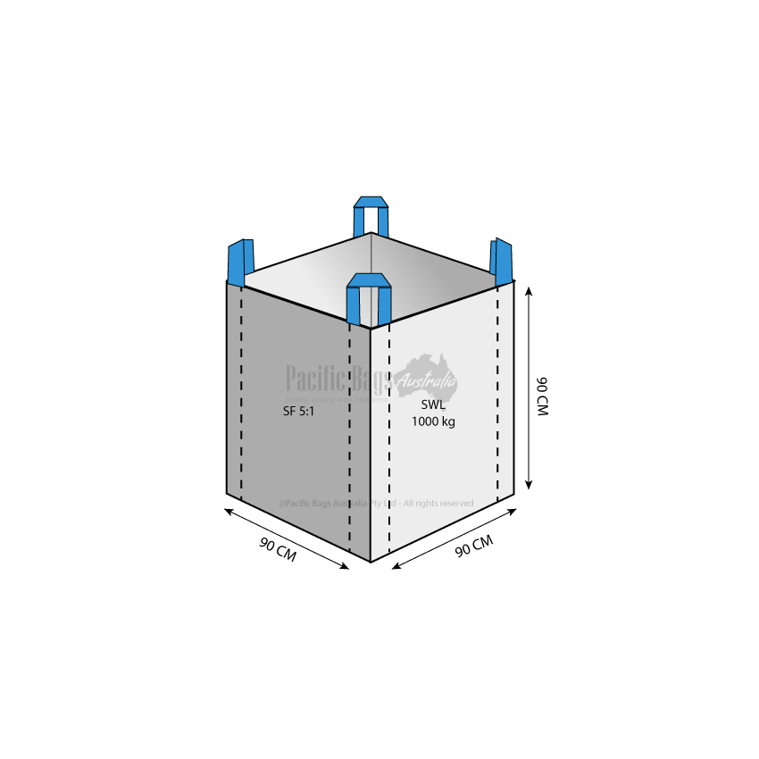 1.0 Tonne - Open Top Closed Bottom - Bulk Bag - 90 x 90 x 90 CM