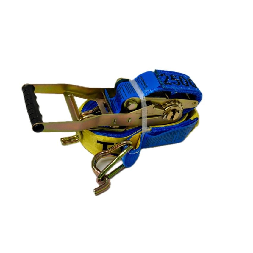 Heavy Duty Ratchet Tie Down (Reverse Action) 9m x 50mm Swan Hook - LC 2500kg - BLUE