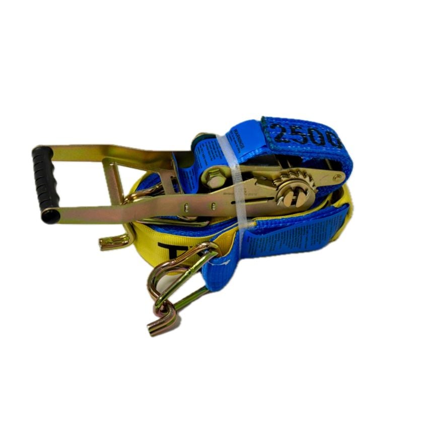 Heavy Duty Ratchet Tie Down (Reverse Action) 9m x 50mm Swan Hook - LC 2500kg - BLUE