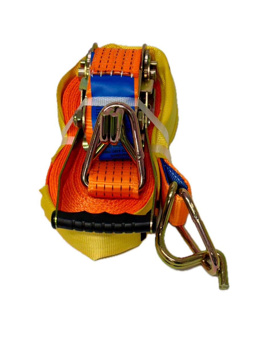 Heavy Duty Ratchet Straps 50mm x 9m - Swan Hook - LC 2500kg - ORANGE - Pack of 6