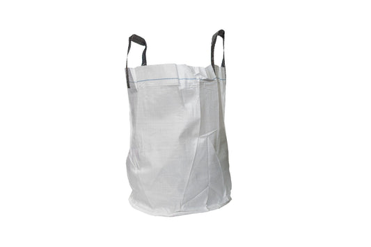 White 185 litre reusable woven polypropylene garden waste bag with carrying handles