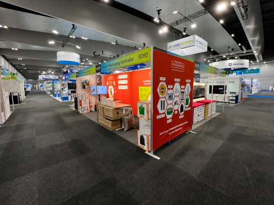 Pacific Packaging Australia exhibit stand at APPEX 2024, Melbourne Convention and Exhibition Centre