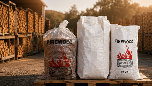 Firewood bag comparison: transparent, gusseted and printed options