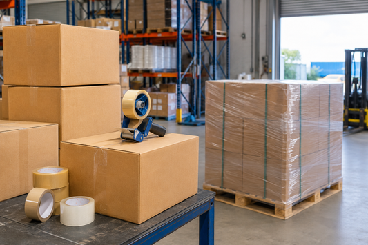 Packaging tape rolls and load-securing products for warehouse and freight use in Australia