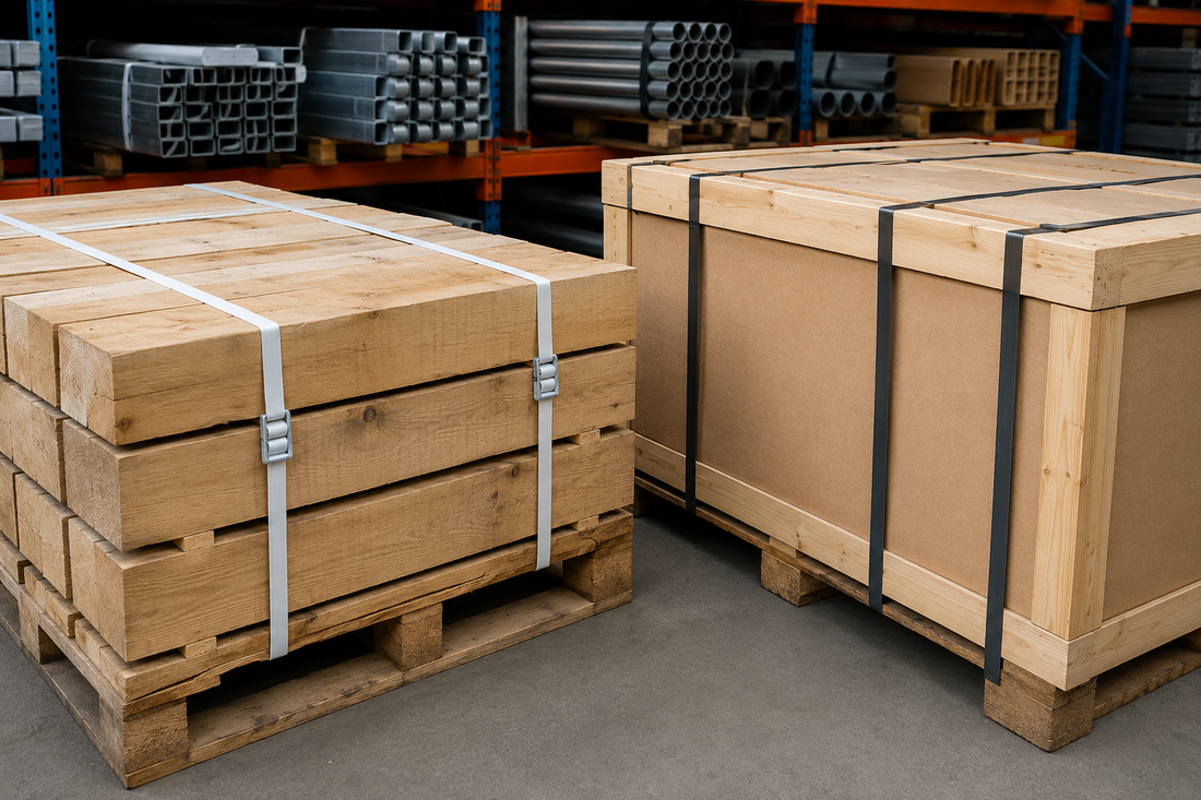 Composite strapping and steel strapping comparison for heavy industrial freight