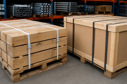 Composite strapping and steel strapping comparison for heavy industrial freight