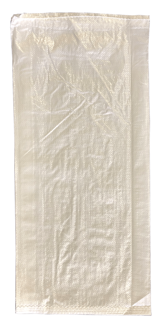 Woven polypropylene feed bags in various sizes and colors.