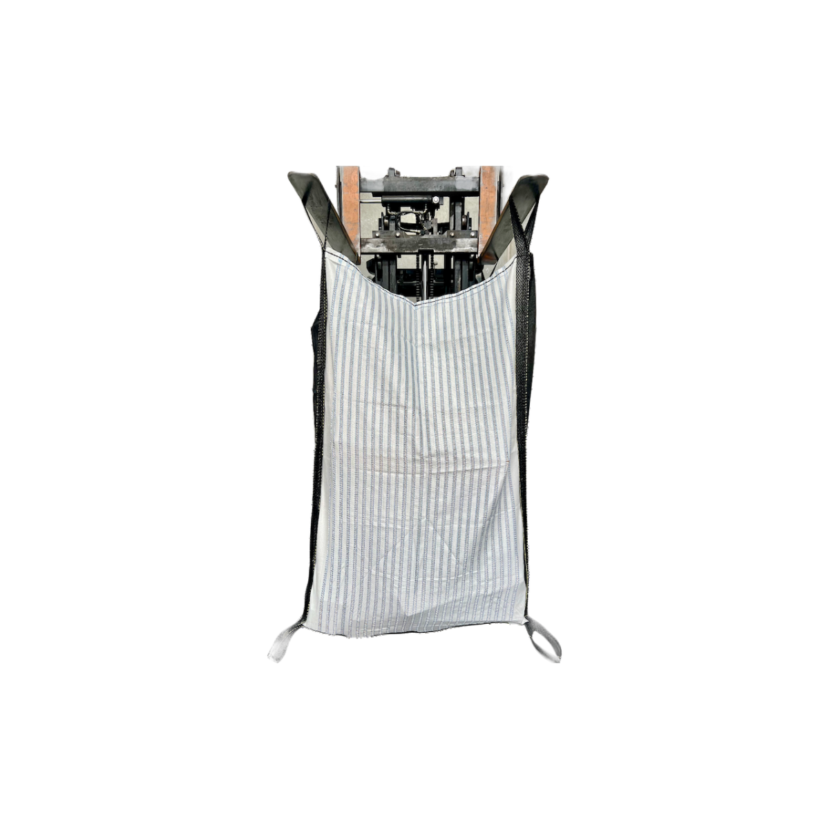 Ventilated bulk bags for breathable storage and transport, stacked and folded.