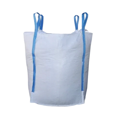 U-panel FIBC bulk bag, front view, top lid closed, with four corner loops