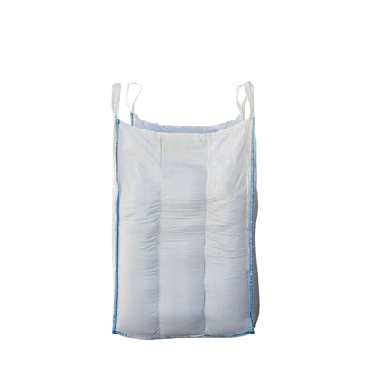 Baffle bulk bag with spout top and bottom, front view, 105x105x120cm size