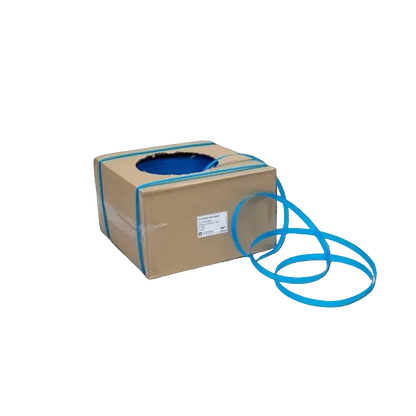 Blue polypropylene hand strapping on dispenser box