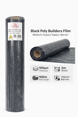 Multi-Purpose Builders Film - 2m X 100m X 100um - Black
