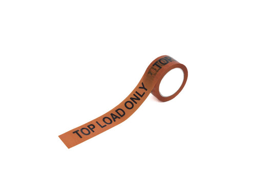 TOP LOAD ONLY BLACK / ORANGE WARNING  TAPE 48mm x 66m
