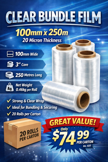 100mm x 250m stretch film — 100mm — packaging and protection