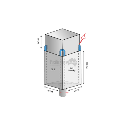 1.0 Tonne - Duffle Top Spout Bottom - Bulk Bag - 95 x 95 x 100 CM