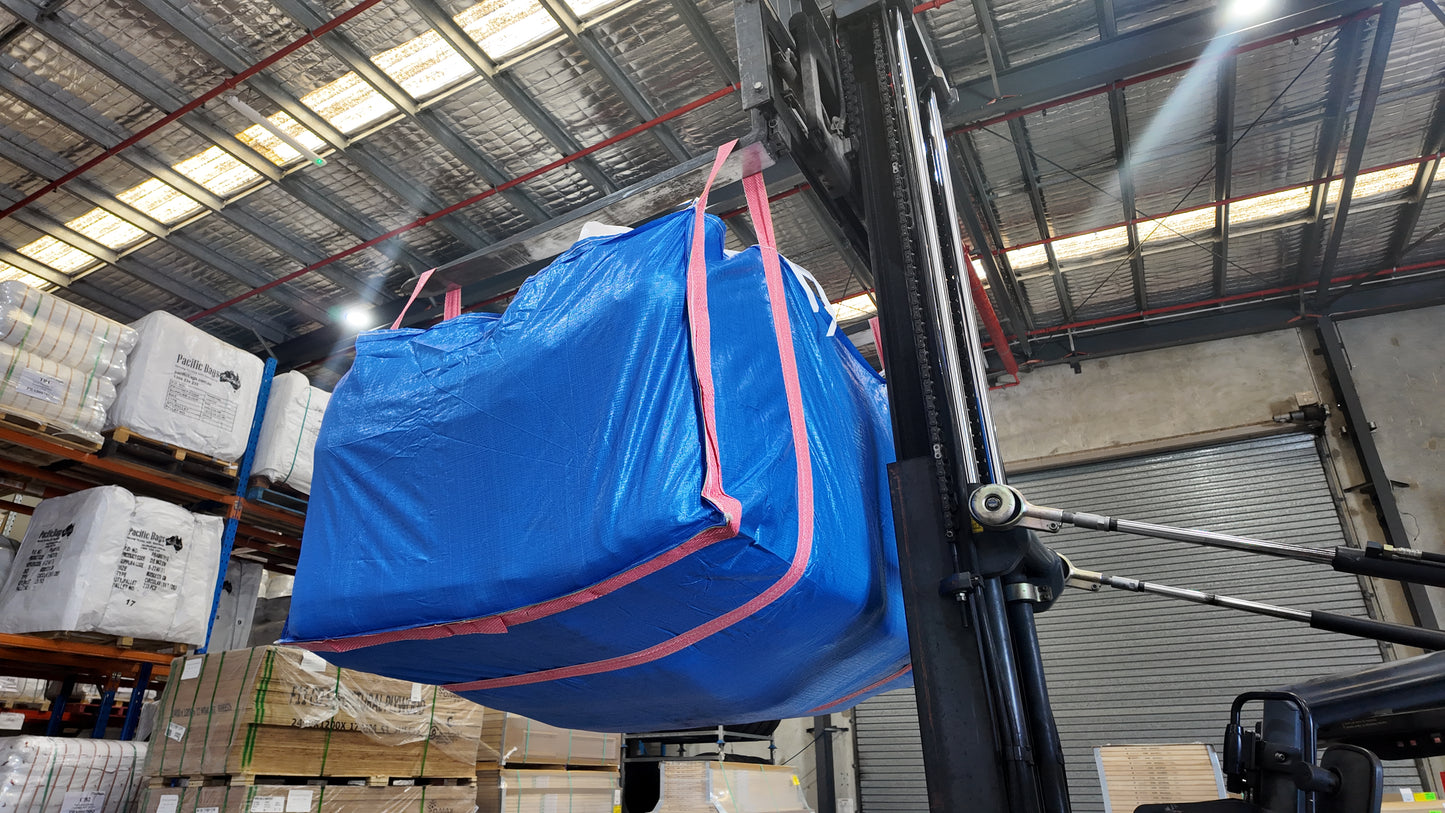 3 Cubic Metre Skip Bag, 1500 kg SWL, Blue Woven Polypropylene with Flap Lid