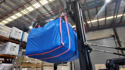 3 Cubic Metre Skip Bag, 1500 kg SWL, Blue Woven Polypropylene with Flap Lid