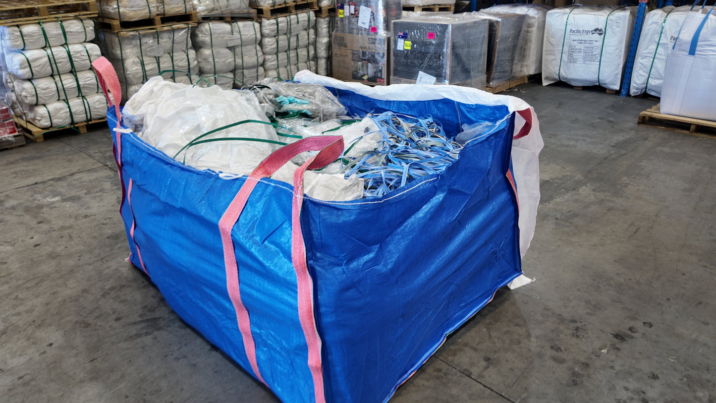 3 Cubic Metre Skip Bag, 1500 kg SWL, Blue Woven Polypropylene with Flap Lid
