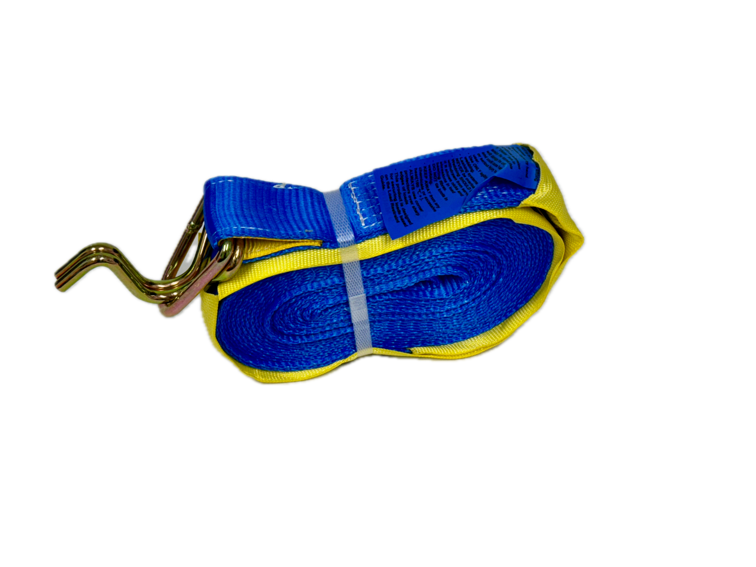 Blue strap with a metal clip on a white background