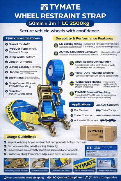 TYMATE - Wheel Restraint 3m x 50mm LC 2500kg - BLUE