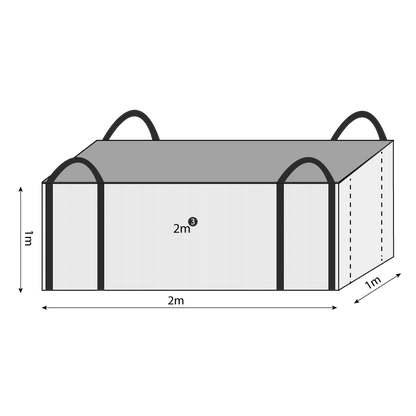 2 Cubic 500 KG - White Woven Polypropylene Skip Bag - 1.0(W) X 2.0(L) X 1(H) M