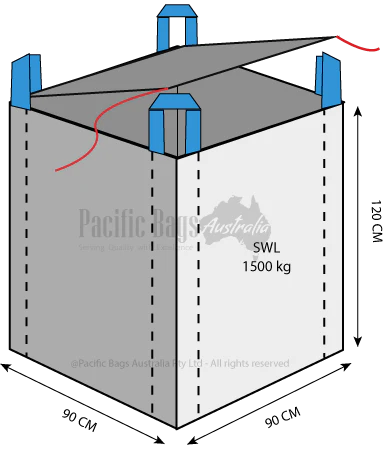 1.5 Tonne - Circular - Top Lid / Flap Closed Bottom - Bulk Bag - 90 x 90 x 120 CM