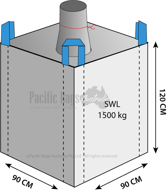 1.5 Tonne - Spout Top Closed Bottom - Bulk Bag - 90 x 90 x 120 CM