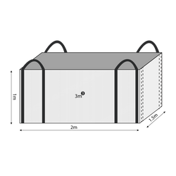 3 Cubic 1500 kg - White Woven Polypropylene Skip Bag - 1.5 (W) x 2.0(L)  x 1(H) M