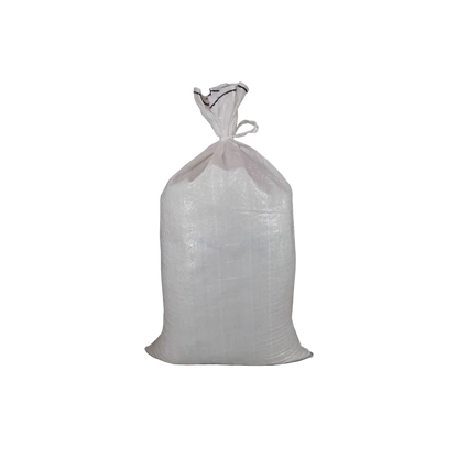White medium woven polypropylene bag, 50x80cm, open top, double-stitched base
