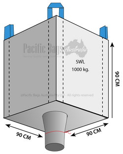 1.0 Tonne - Open Top Spout Bottom - Bulk Bag - 90 x 90 x 90 CM