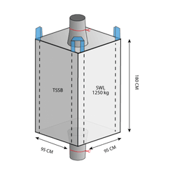 1.25 Tonne - Spout Top Spout Bottom - Bulk Bag - 95 x 95 x 180 cm