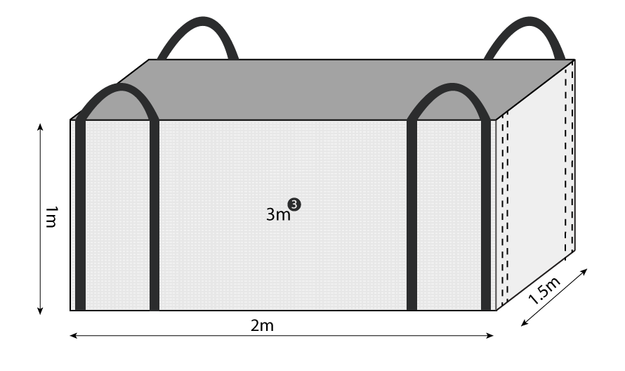 Orange woven polypropylene skip bag, front view, with visible seams and handles