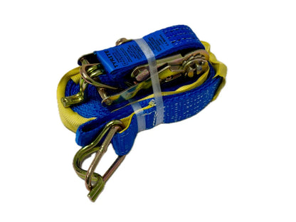 Ratchet Tie Down - 6m x 35mm - Double J Hook - LC 1500kg - BLUE
