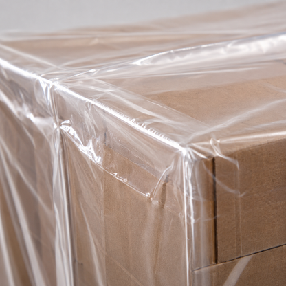 Close-up of clear LDPE pallet bag showing material texture and thickness